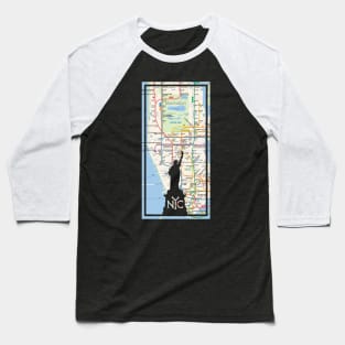 Statue of Liberty cut from NY Subway Map Baseball T-Shirt